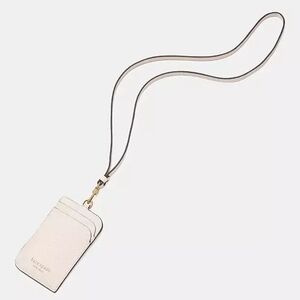 NWOT Kate Spade Leather Ava Lanyard Card Holder in Parchment